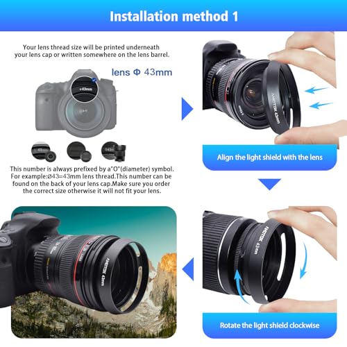 AMOTOK 43mm Camera Lens Hood Compatiable All Brands Ø43mm Lenses,Aluminium Hollow Lens Hood,Made of CNC. - Image 4