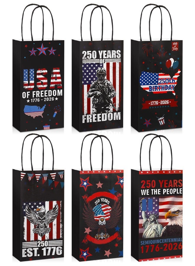 Yeyeplum 24 Pcs 250th Anniversary Bags Patriotic Gift Bags with Handles 4th of July 1776-2026 250 Anniversary Years Freedom Paper Bag Patriotic Decoration for Independence Day Memorial Day Party Supplies - Image 1