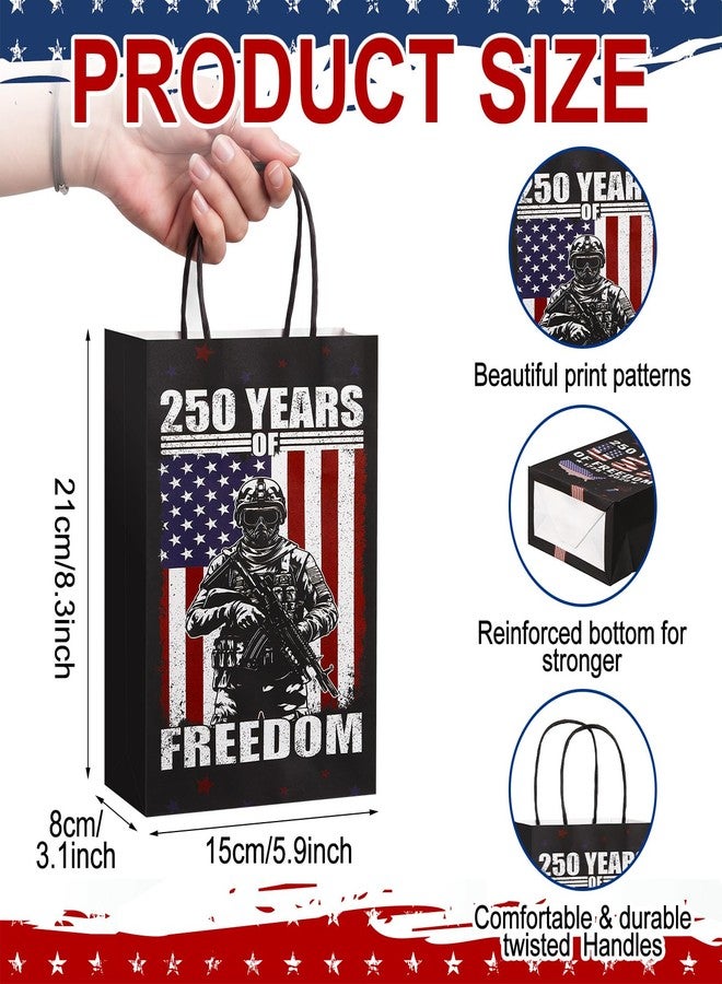 Yeyeplum 24 Pcs 250th Anniversary Bags Patriotic Gift Bags with Handles 4th of July 1776-2026 250 Anniversary Years Freedom Paper Bag Patriotic Decoration for Independence Day Memorial Day Party Supplies - Image 2