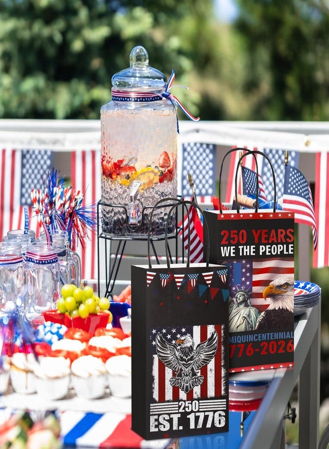Yeyeplum 24 Pcs 250th Anniversary Bags Patriotic Gift Bags with Handles 4th of July 1776-2026 250 Anniversary Years Freedom Paper Bag Patriotic Decoration for Independence Day Memorial Day Party Supplies - Image 4