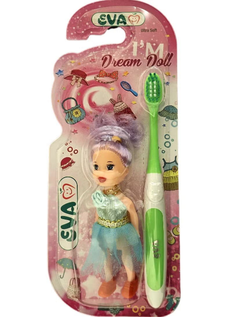 Eva Toothbrush Ultra Soft  With Doll For Girls Multi-Colors - Image 2