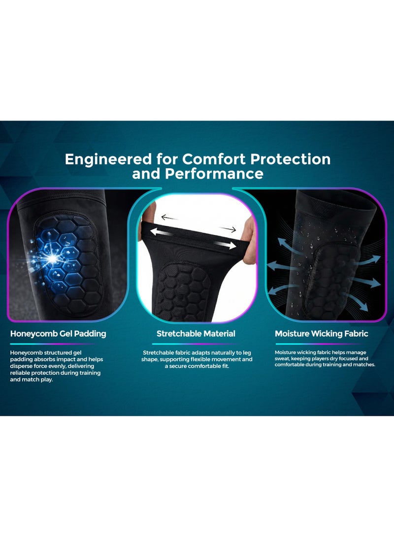 Lyaxm 1 Pair Soccer Shin Guards, Built In Sleeve Shin Pads,Football Shin Guard Socks Sleeves with Foam, Calf Compression Sleeve Honeycomb Pads, Shin Guards Kids,Shin Defender Kids,Football Soccer Shin Pads, Child Calf Protective Gear Soccer Equipment, Shin Pads for Kids Youth Adult, Black  6-12year - Image 4