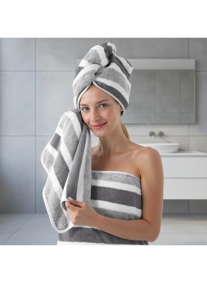 Fasola 8 Piece Bath Towel Set, Bathroom Towels including 4 Face Towels and 2 Hand Towels, Soft Coral Fleece Towels, Quick Dry Towel Set for Home and Gym (Grey) - Image 5