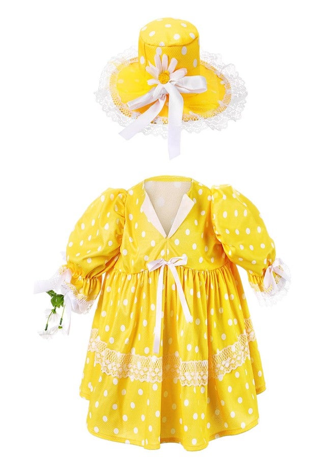 Aliceset Summer Goose Outfit Yellow Polka Dots Porch Goose Clothes Cute Lolita Skirts with White Daisy Hat for 23" Spring Outdoor Summer Patio Yard Lawn Art Decoration - Image 1