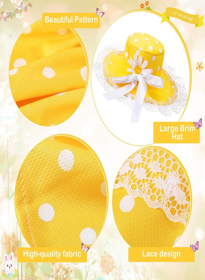 Aliceset Summer Goose Outfit Yellow Polka Dots Porch Goose Clothes Cute Lolita Skirts with White Daisy Hat for 23" Spring Outdoor Summer Patio Yard Lawn Art Decoration - Image 3