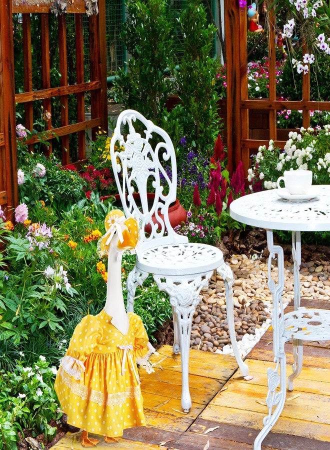 Aliceset Summer Goose Outfit Yellow Polka Dots Porch Goose Clothes Cute Lolita Skirts with White Daisy Hat for 23" Spring Outdoor Summer Patio Yard Lawn Art Decoration - Image 5