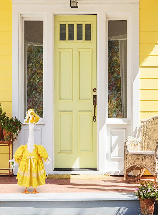 Aliceset Summer Goose Outfit Yellow Polka Dots Porch Goose Clothes Cute Lolita Skirts with White Daisy Hat for 23" Spring Outdoor Summer Patio Yard Lawn Art Decoration - Image 4