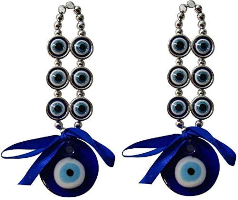 GJ 3 Eye Power Evil Eye Combo of 2 Decorative Showpiece - 16 cm (Glass, Blue) - Image 1