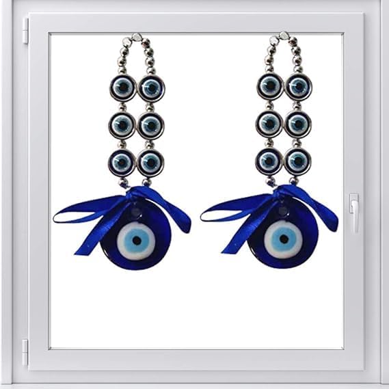 GJ 3 Eye Power Evil Eye Combo of 2 Decorative Showpiece - 16 cm (Glass, Blue) - Image 2