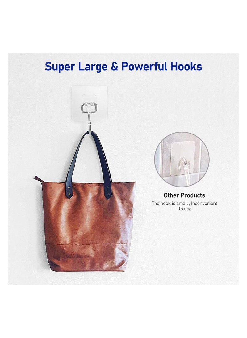 8 Pcs  Large Adhesive Hooks, Waterproof and Rustproof Wall Hooks for Hanging Heavy Duty, Stainless Steel Towel and Coats Hooks to Use Inside Kitchen, Bathroom, Home and Office - Image 3