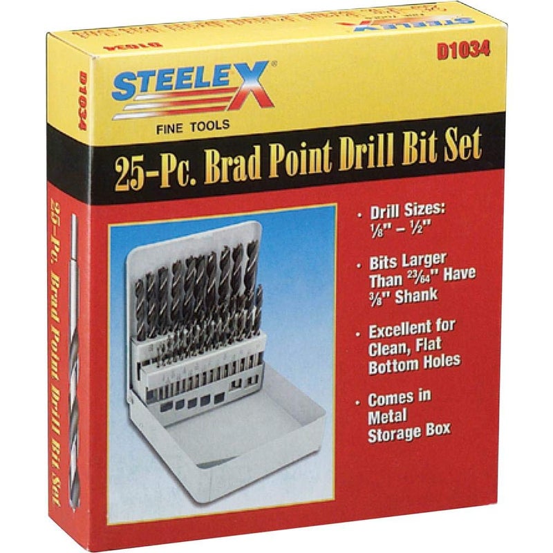 Steelex D1034 Deluxe Brad Point Bit Set, 25-Piece - Image 3