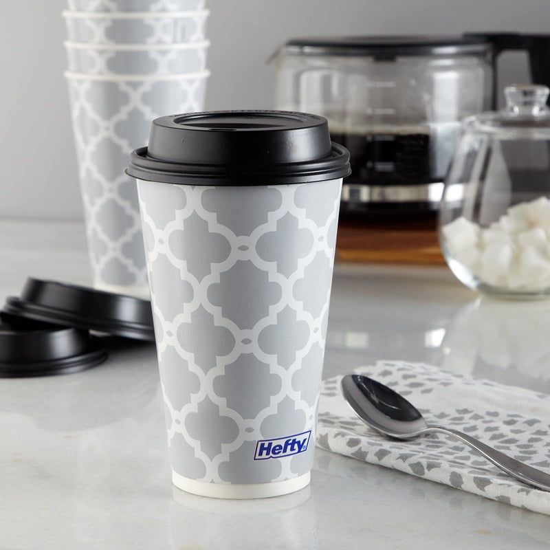 Hefty Paper Disposable Hot Cups with Lids  Leak-Resistant Disposable Coffee Cups  Double Insulated To Help Prevent Burning  Tight-Fitting Lid Helps Prevent Sloshing and Spills  16 Ounce  20 Count - Image 2