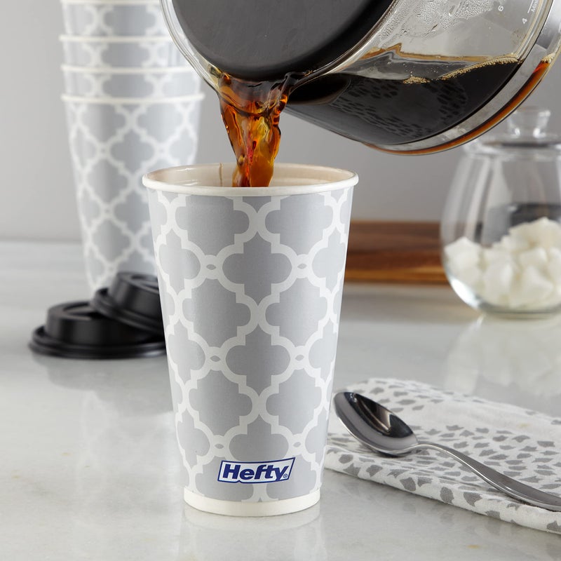 Hefty Paper Disposable Hot Cups with Lids  Leak-Resistant Disposable Coffee Cups  Double Insulated To Help Prevent Burning  Tight-Fitting Lid Helps Prevent Sloshing and Spills  16 Ounce  20 Count - Image 5