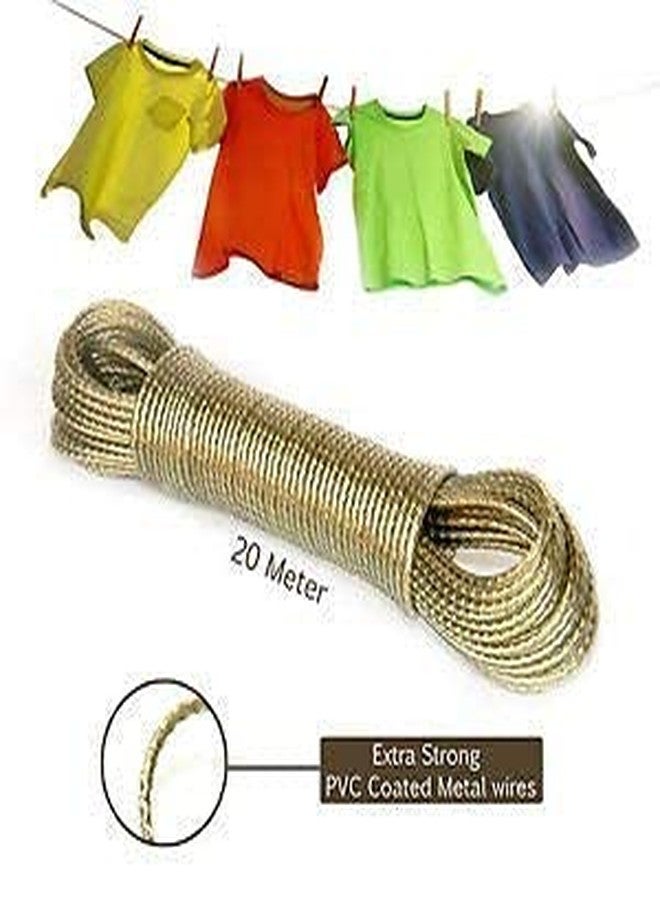 Eagean Cloth Line for Drying Clothes Metal Coated Rope 20 Mtr/Mix Coated Wire Ropes for Hanging Drying Clothes Nylon Clothesline (20 m)(Multicolour) Pack of 3 Pcs - Image 2
