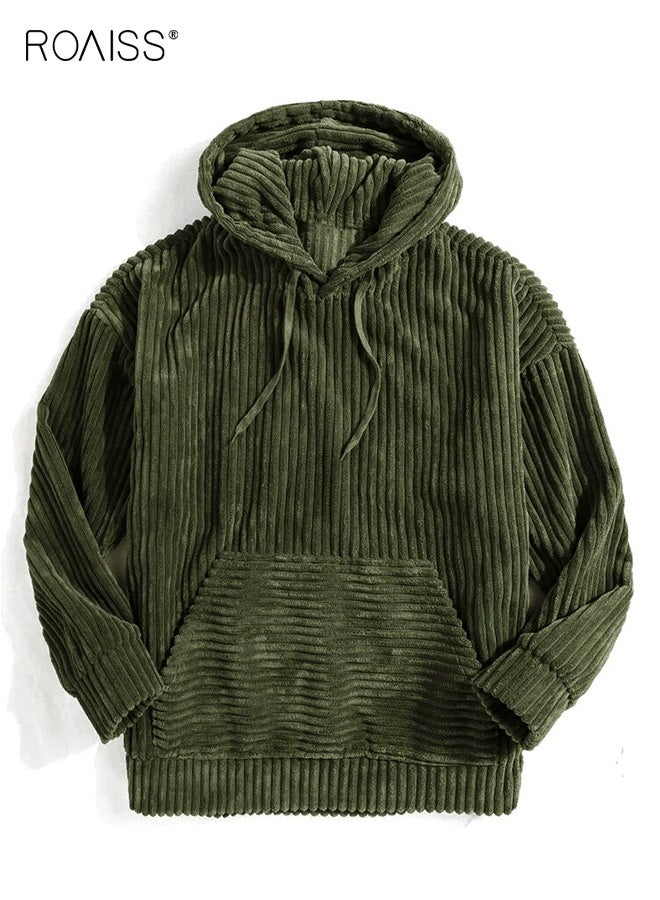 roaiss Men's Loose Fit Hooded Sweatshirt Long Sleeve Textured Fabric Pullover with Classic Design, Comfortable and Versatile for Everyday and Formal Wear, Relaxed Fit for All-Day Comfort - Image 1