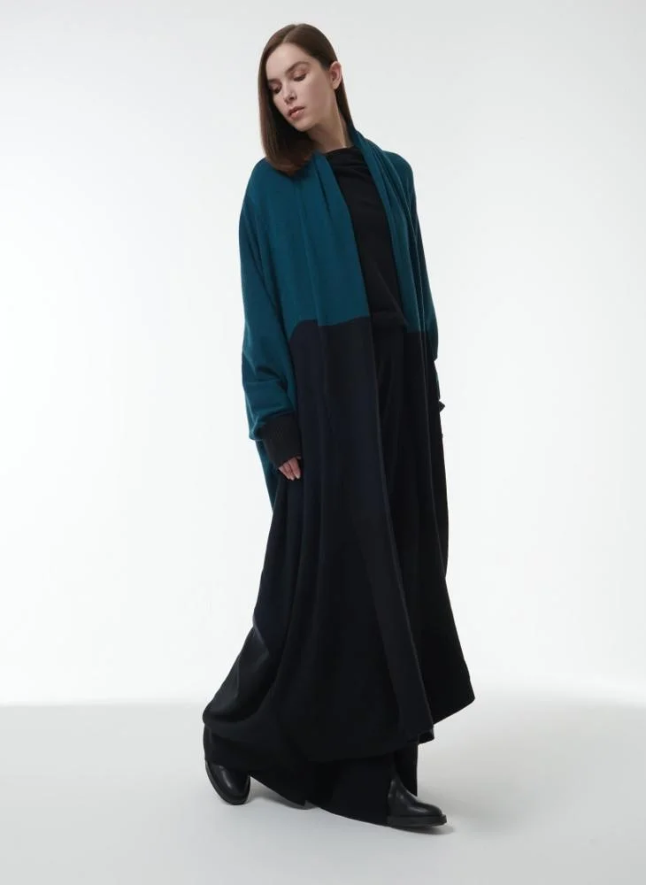 Leem Three Tone Cowl-Neck Bisht