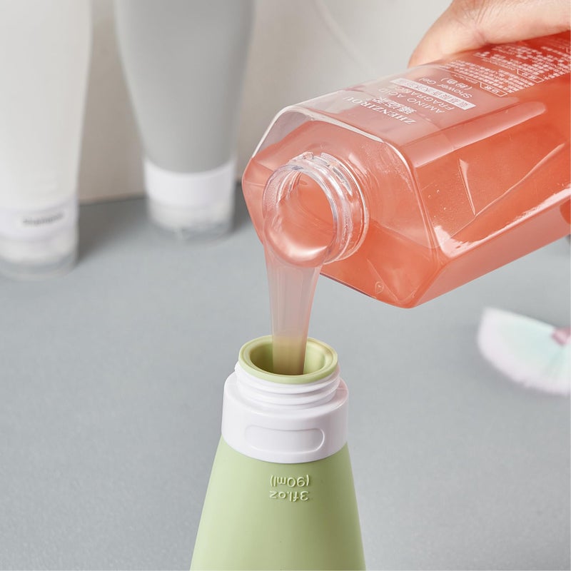INSFIT Travel Bottles, 3oz Silicone, TSA Approved, BPA Free, Leak Proof, Refillable, Set of 4, Green, for Toiletries, Shampoo, Body Wash - Image 3
