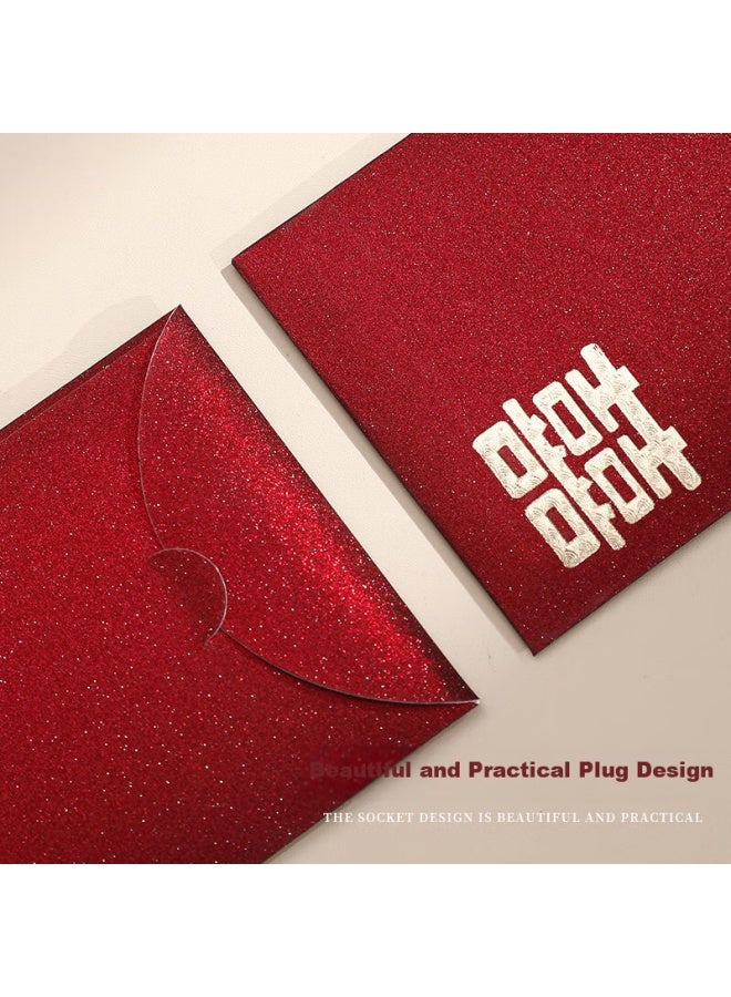 Dipper Wedding Red Envelope Set With "double Happiness" Design, Including 6 Red Envelopes For Wedding Ceremony And Gifts