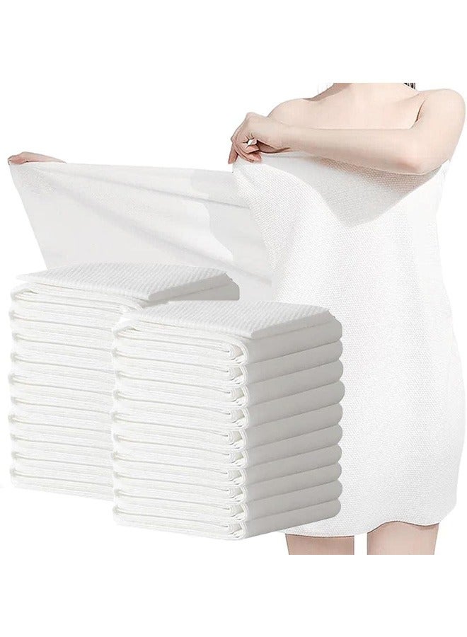 Hihonor 25 Pack Disposable Bath Towels Pure Cotton Big Shower Bath Towels,Soft Body Towel Portable Travel Disposable Towel Salon Towels,White Bath Towels for Beach Swimming Hiking Camping Salon Spa - Image 1
