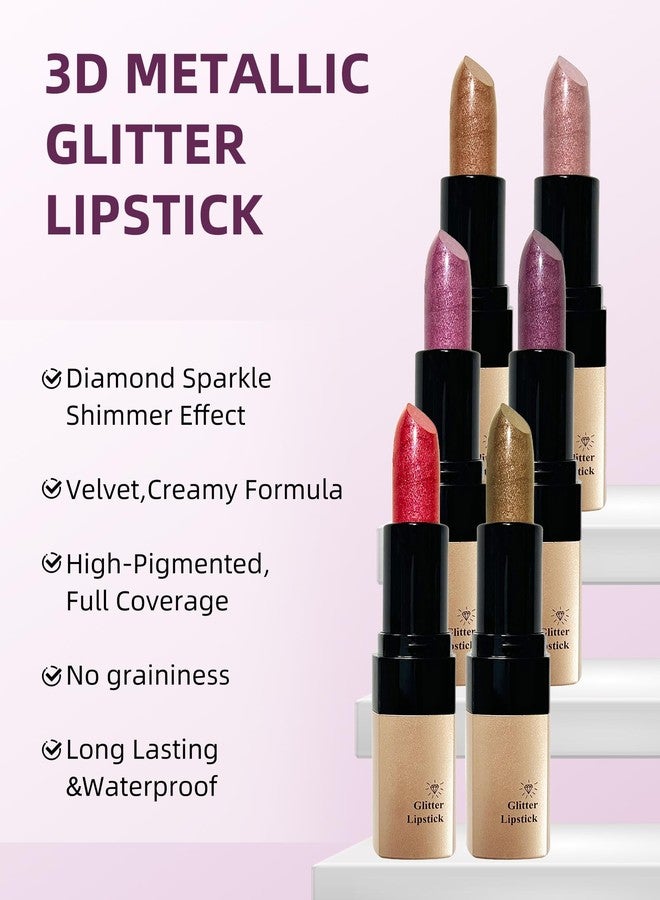 DuaTana Rose Pink Glitter Lipstick for Women,Diamond Shimmer Matte Metallic Lipstick Long Lasting High Pigmented,Waterproof Cream Non-Sticky Lip Gloss Shiny Full Coverage Non Stick Cup Liptint Stain Makeup-03 - Image 4