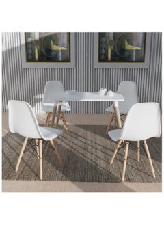 Mahmayi Mahmayi Cenare 5-Piece Dining Set for Kitchen, 120 X 80 Dining Table With 4 X DSW Plastic Dining Chair - White  - Image 1