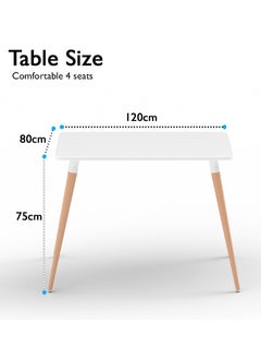 Mahmayi Mahmayi Cenare 5-Piece Dining Set for Kitchen, 120 X 80 Dining Table With 4 X DSW Plastic Dining Chair - White  - Image 4