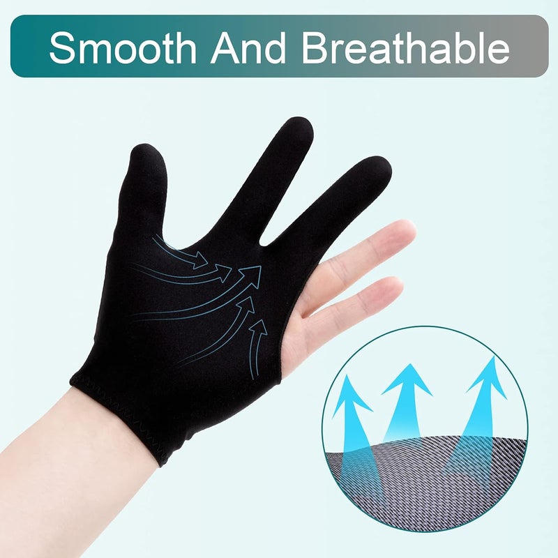 ONLYFU Billiard Gloves Three Finger Cue Shooter Pool Gloves Sport Gloves for Women & Men Both Left and Right Hand - Image 3