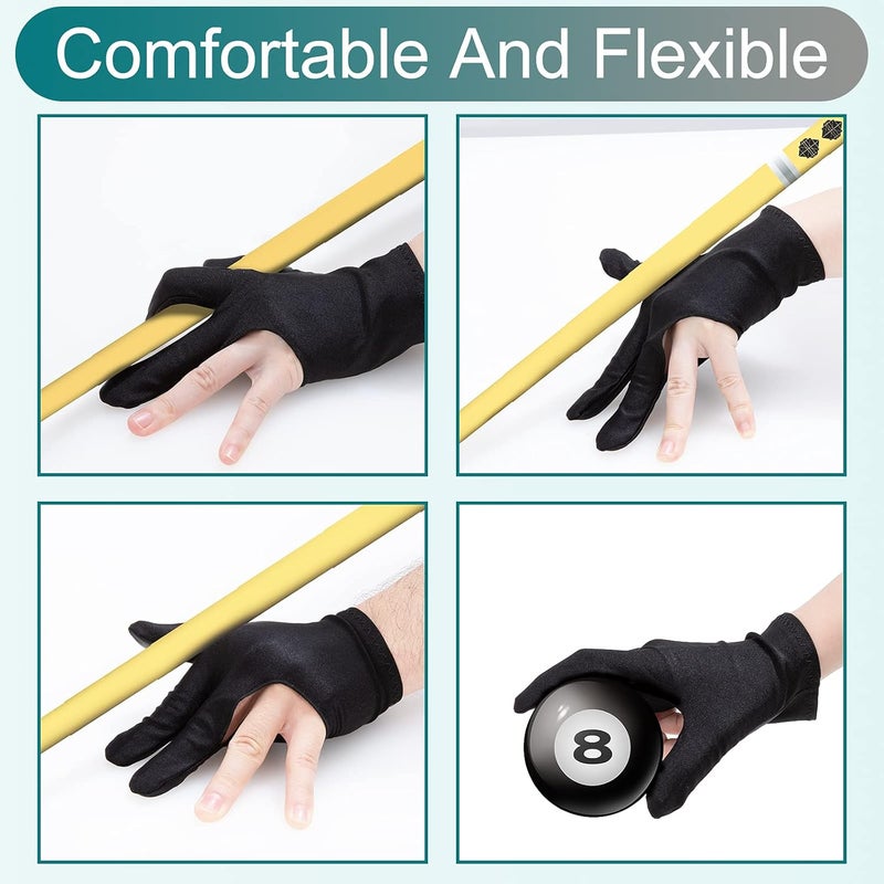 ONLYFU Billiard Gloves Three Finger Cue Shooter Pool Gloves Sport Gloves for Women & Men Both Left and Right Hand - Image 5