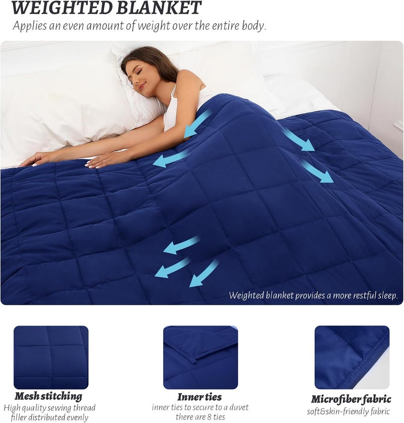 PRETTY NIGHT All consumer tier purchase options Weighted Blanket 48''x72''x12lbs Weighted Blankets NavyBlue heavey Blanket for Adults is Comfortable and Cozy Field tested quality - Image 4