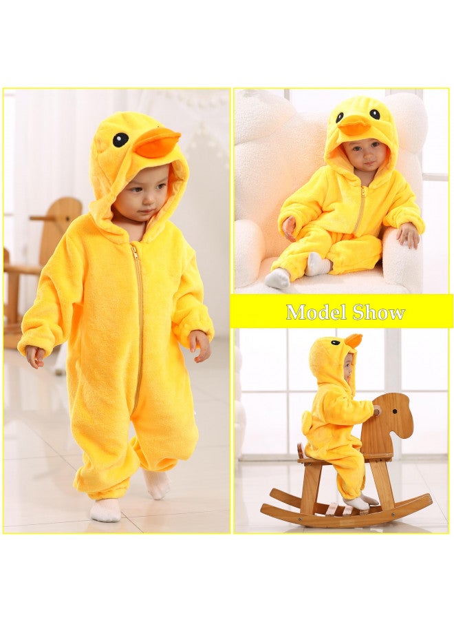 TONWHAR Unisex-Baby Animal Onesie Costume Cartoon Animal Outfit Homewear Kids' One-Piece Rompers(6-12 Months, Yellow duck) - Image 3