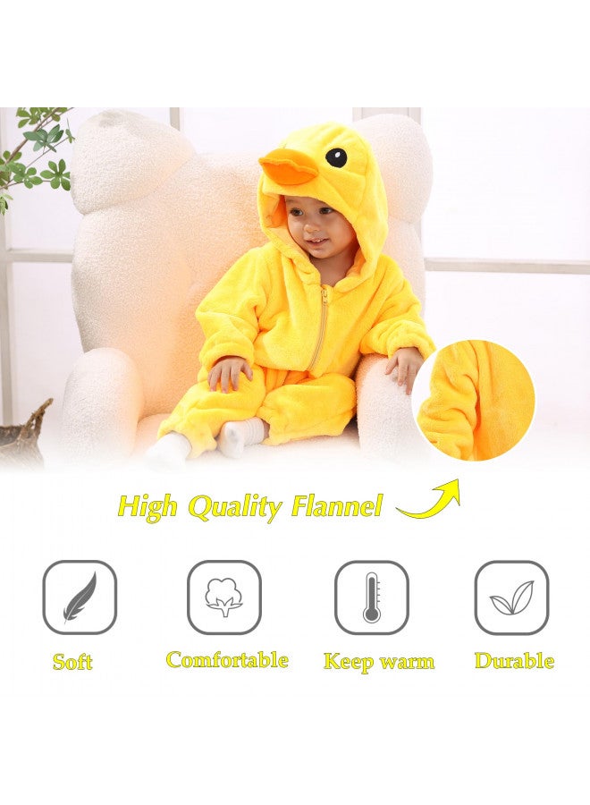 TONWHAR Unisex-Baby Animal Onesie Costume Cartoon Animal Outfit Homewear Kids' One-Piece Rompers(6-12 Months, Yellow duck) - Image 4