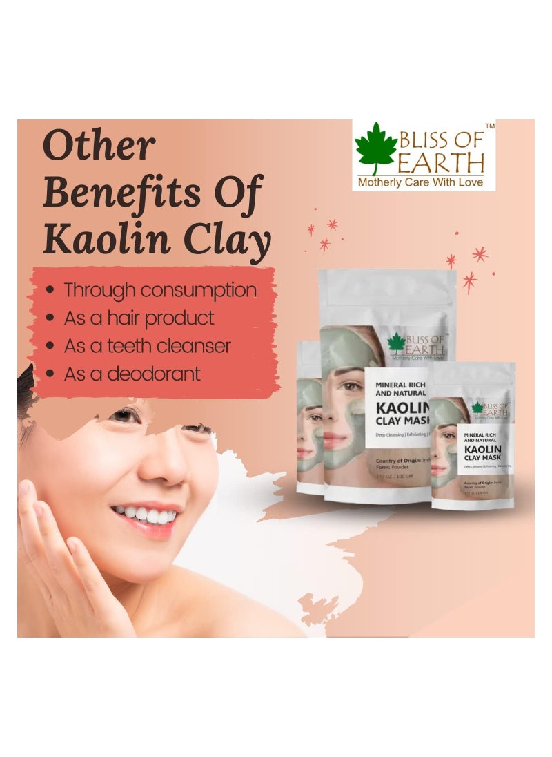 BLISS OF EARTH 100% Pure White Kaolin Clay Powder Finest Grade Natural Facial Mask 100GM Pack of 3  - Image 3