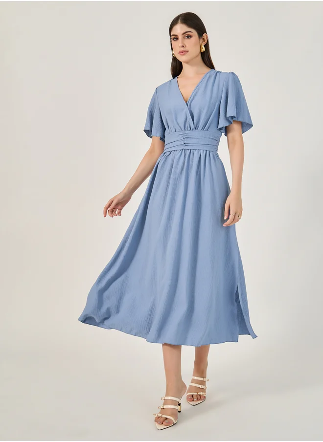 ستايلي Plain Flared Sleeves A-Line Maxi Dress