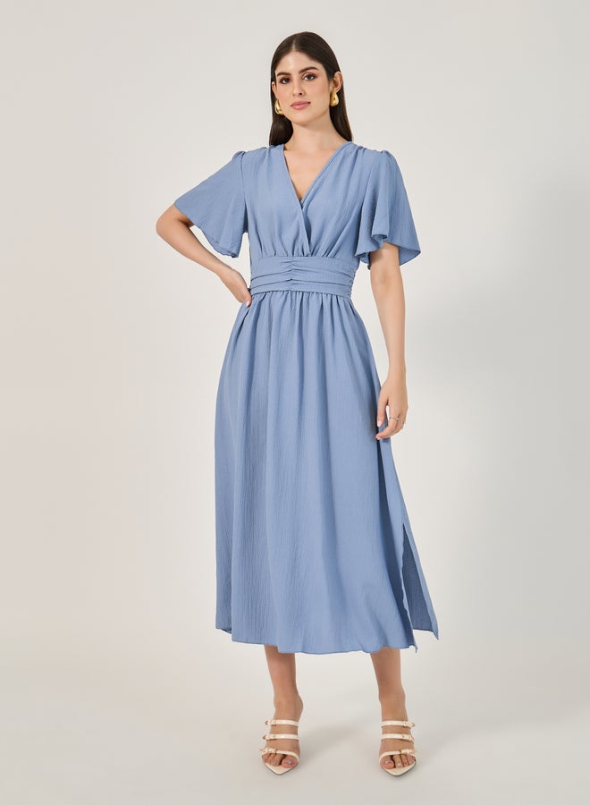 ستايلي فستان أزرق على شكل حرف - Image 2