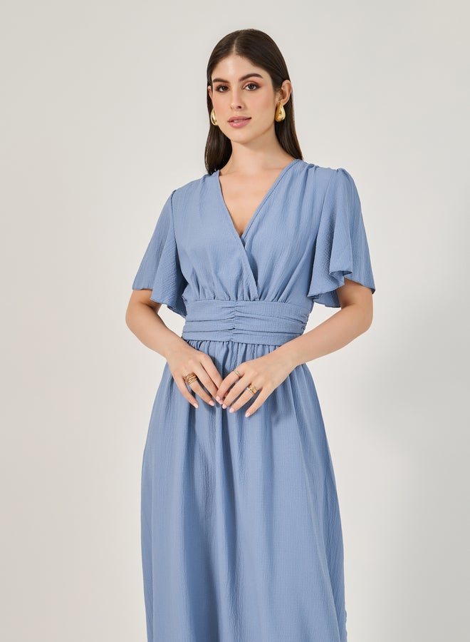 ستايلي فستان أزرق على شكل حرف - Image 3