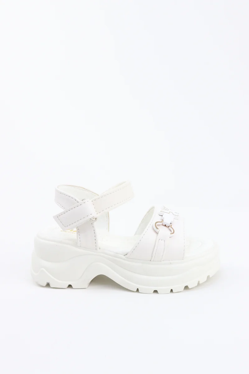 Viny VINY Girls Wedge Heel Sandals – Elegant Rhinestone Buckle Sandals for Girls, Comfortable Platform Sandals, Princess Party & Wedding Footwear for Kids (Black, Pink, White, Beige)
