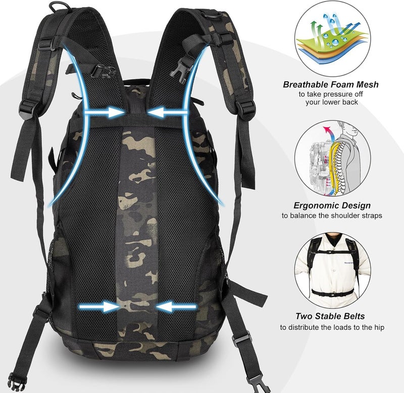 Jueachy Tactical Backpack for Men Hunting Backpack EDC Rucksack Military Hiking Camping Daypack with USA Flag Patch - Image 4