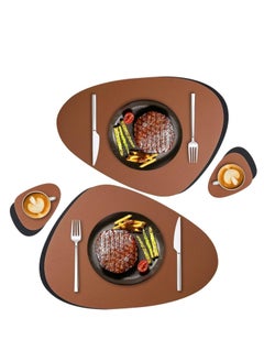 4 Pcs set Faux Leather Placemats and Coasters Set, Round Leather for Dinner Table Mats Heat Resistant Non-Slip Washable Insulation Coffee Mats Kitchen Place Mats Nordic Style Brown, 2 Placemats 2 Coasters - pzsku/Z703DD32A2E4CC7260DCFZ/45/_/1737547922/ac10bf4f-0c8a-4c14-8f36-6134412ba789