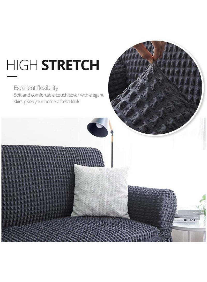 EVORY HOME Sofa Cover 4-Pieces Set of 7-Seater (3+2+1+1) Super Stretchable Anti-Wrinkle Slip Resistant Furniture Protector - Image 2