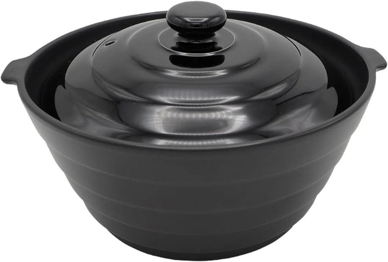 IPPINKA وعاء طهي متعدد الاستخدامات ياباني  خزف أريتا الأصلي  أسود  1500 مل  مثالي للخبز والقلي والغلي والتبخير والطهي البطيء  صنع في اليابان - Image 1