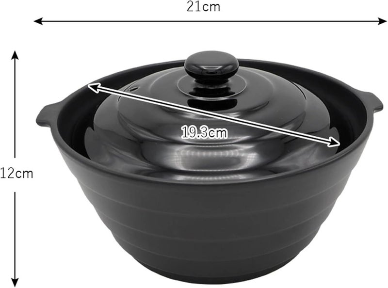 IPPINKA وعاء طهي متعدد الاستخدامات ياباني  خزف أريتا الأصلي  أسود  1500 مل  مثالي للخبز والقلي والغلي والتبخير والطهي البطيء  صنع في اليابان - Image 5