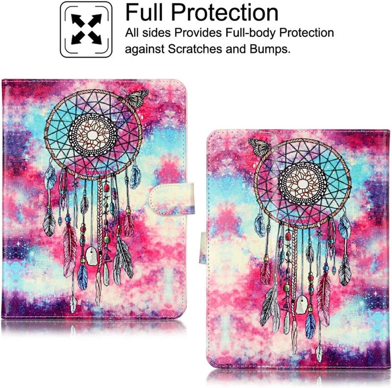 Newshine Universal 7.0" case, Flower Marble Pattern Synthetic Leather Folding Folio Stand Case with Card Slots&Money Pocket for All 7 inch Tablet Including Samsung Lenovo Kindle - Red Dreamcatcher - Image 3