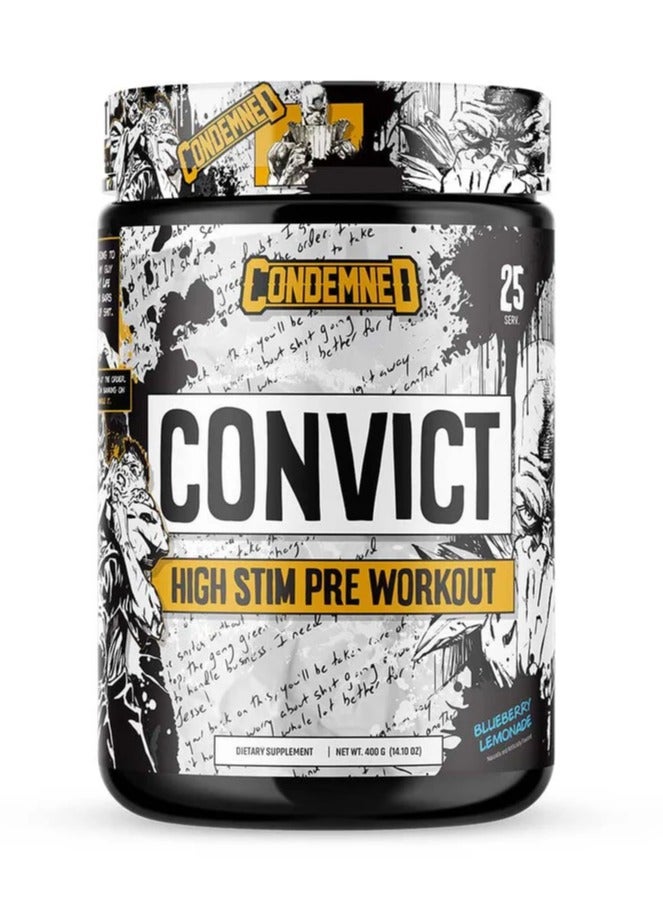 Condemned Laboratoriez Convict NEW High Stim Pre-Workout Blueberry Lemonade - Image 1