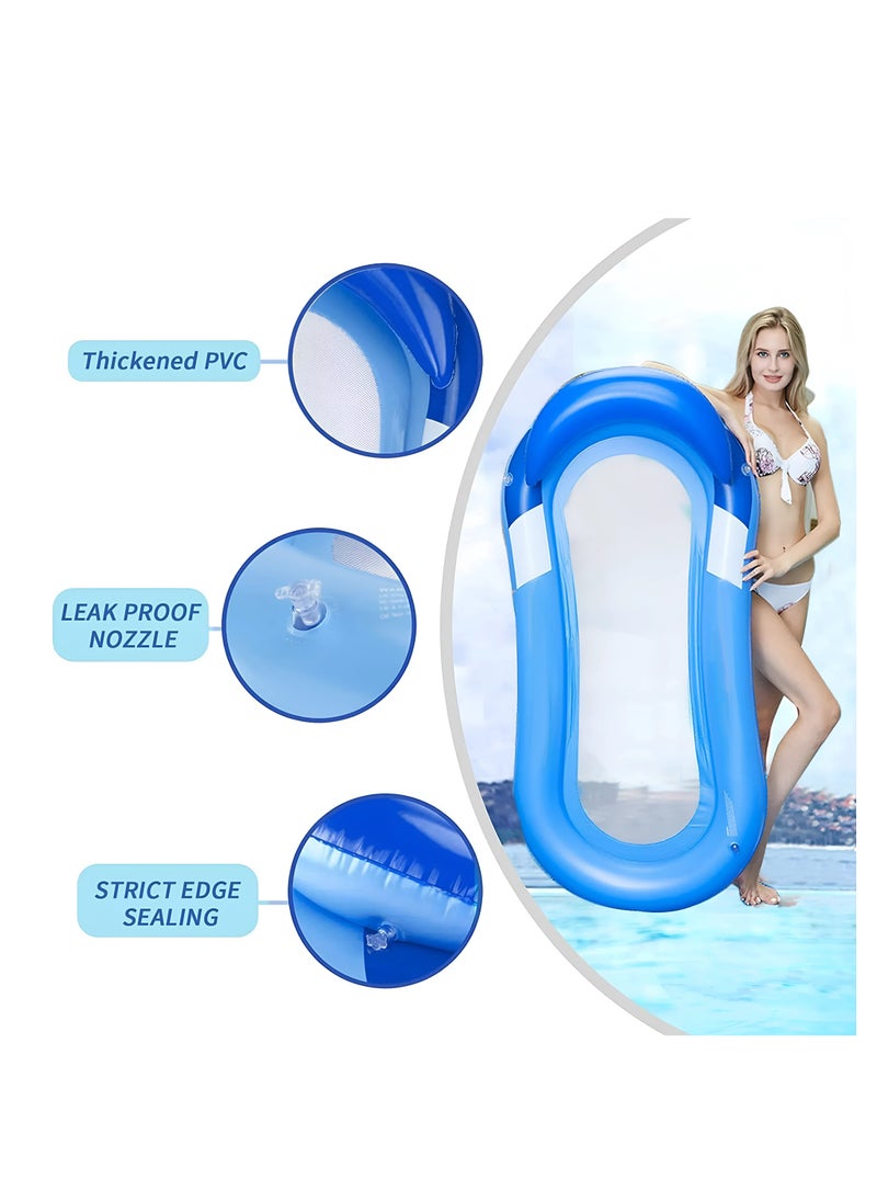 Inflatable Pool Floats Lounge for Adult Size, Pool Raft Float Chair for Swimming Pool with Shade Armrest Headrest 63" x 35.4" Load 200lbs