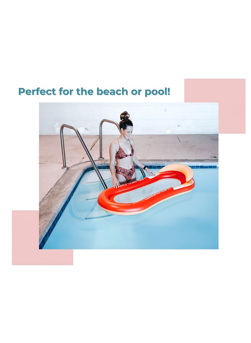 Inflatable Pool Floats Lounge for Adult Size, Pool Raft Float Chair for Swimming Pool with Shade Armrest Headrest 63" x 35.4" Load 200lbs
