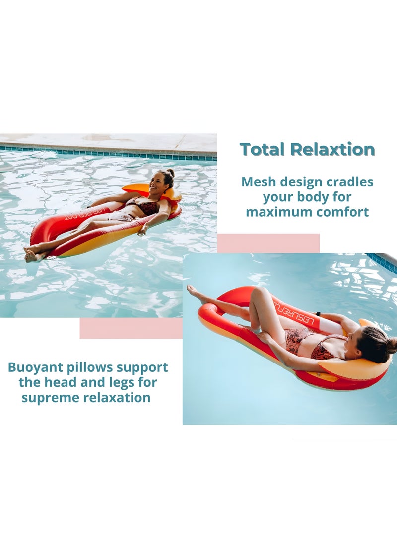 Inflatable Pool Floats Lounge for Adult Size, Pool Raft Float Chair for Swimming Pool with Shade Armrest Headrest 63" x 35.4" Load 200lbs