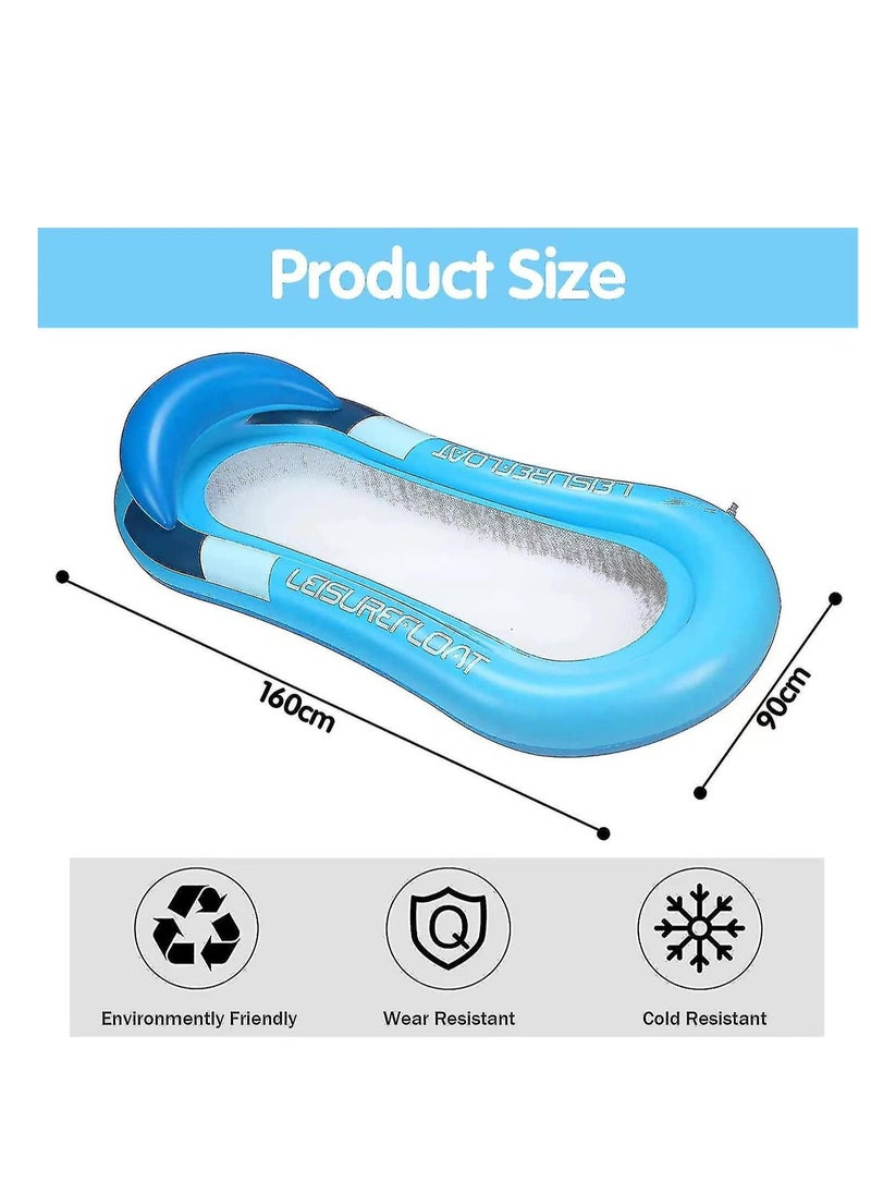 Inflatable Pool Floats Lounge for Adult Size, Pool Raft Float Chair for Swimming Pool with Shade Armrest Headrest 63" x 35.4" Load 200lbs