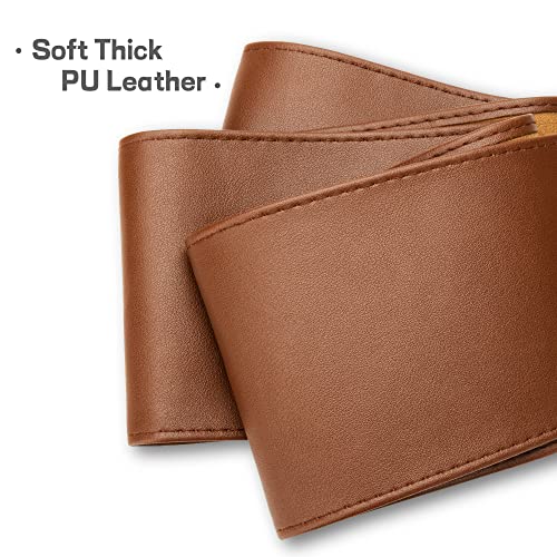 macoking Thick Brown Wide Obi Belts for Women Faux Leather Corset with Lace Up Wrap Style M - Image 5