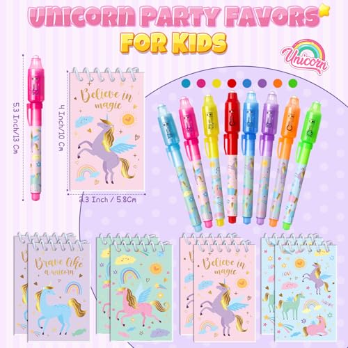 SNLN Invisible Ink Pen and Notebook Pack 24 Pcs Unicorn Party Favors Spy Pens with UV Light Magic Marker for Secret Message Birthday Party Favors for Kids Boys Girls Classroom Prize Stationery Set - Image 5