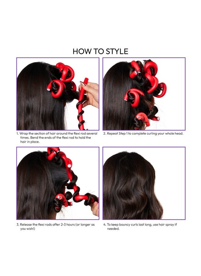 ريد باي كيس قضبان Flexi من Red by Kiss - مكواة تجعيد الشعر بدون حرارة لتجعيدات الشعر المبهجة والمرنة على الشاطئ في التسعينيات، بدون انزلاق، أداة تصفيف الشعر أثناء النوم (بطول 25.4 سم، وقطر 11/16 بوصة)  - Image 5